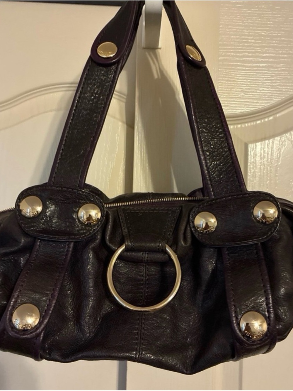 Gustto Handbag Purse Brown Purple leather Y2K style